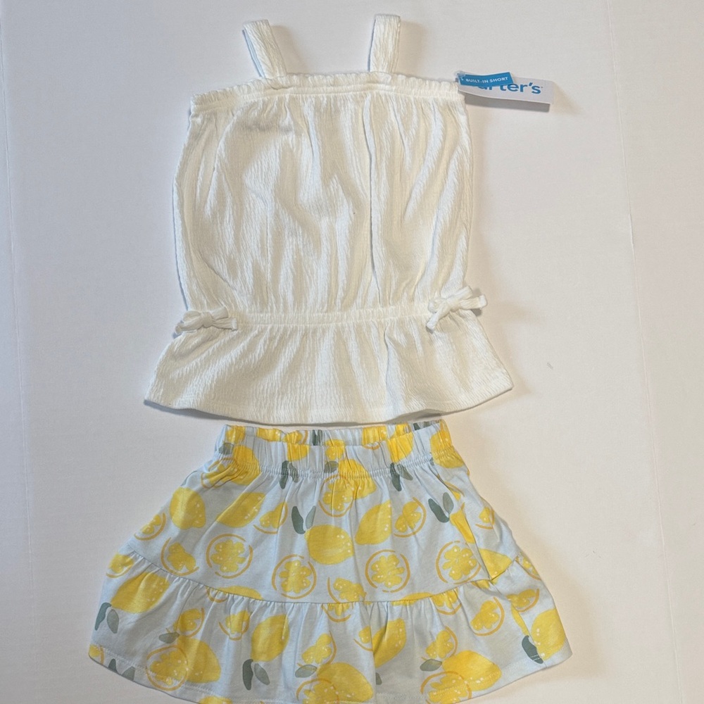 Carter's White Top and Yellow Lemon Skirt Set